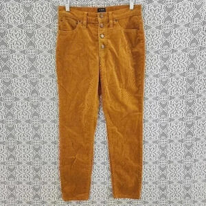 J. crew 9" high rise skinny corduroy mustard button fly pants women's 27